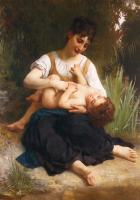 Bouguereau, William-Adolphe - Les joies d'une mere (jeune fille chatouillant un enfant ) , The Joys of Motherhood (Girl Tickling a Child)